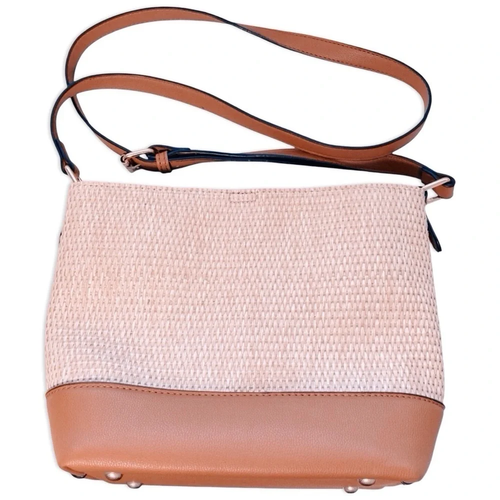 Izzy & Ali Summer Bag Vegan Leather Satchel Crossbody | Tan & Beige – BohoChic